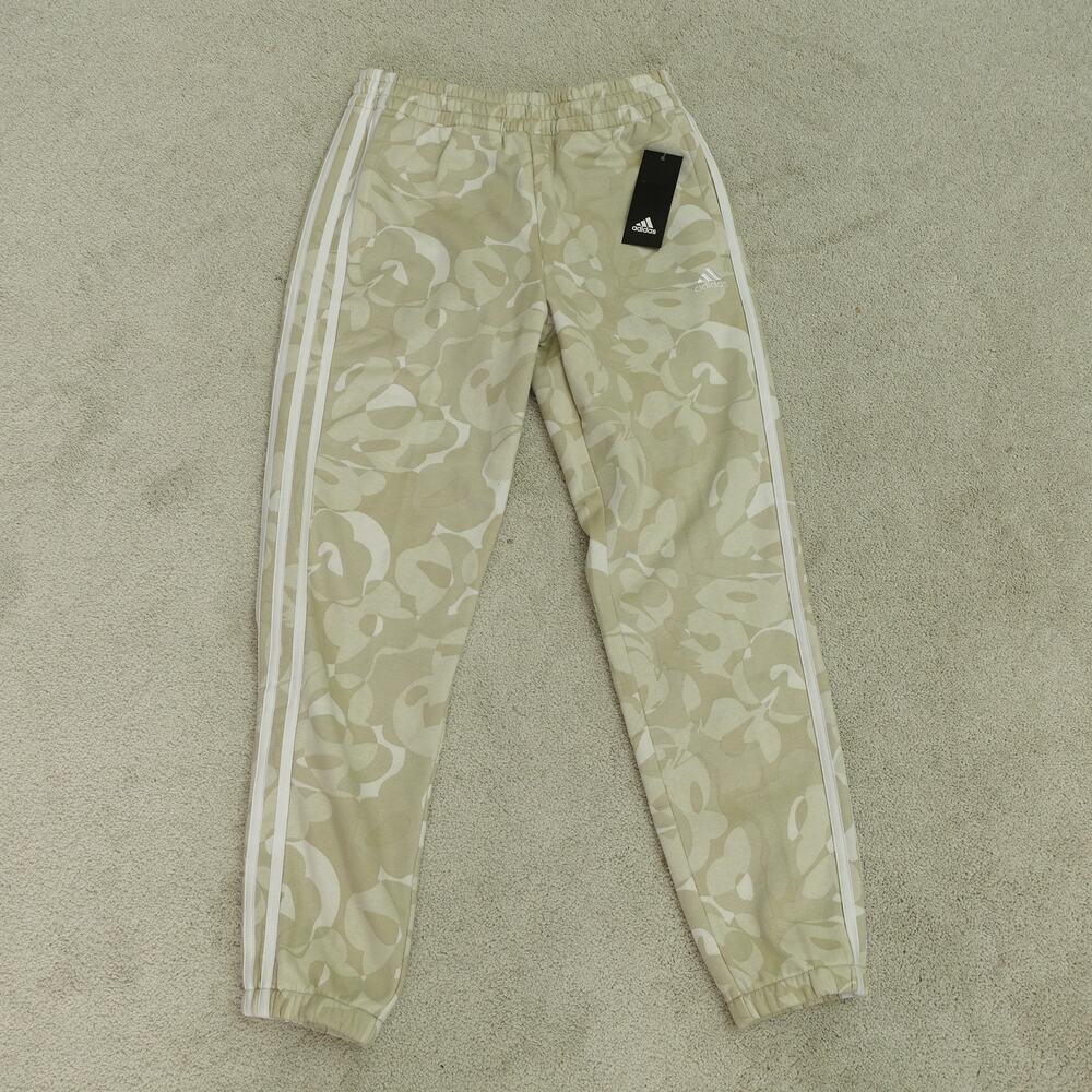 NWT adidas Big Girls 3-Stripe Fleece Jogger Pants Floral Camo Tan Size L/14 - Picture 2 of 8